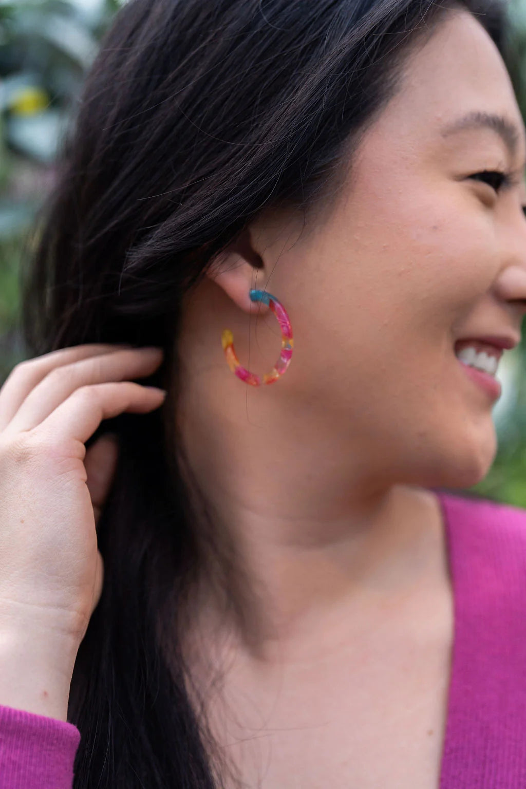 Camy Hoop Earrings in Rainbow Confetti