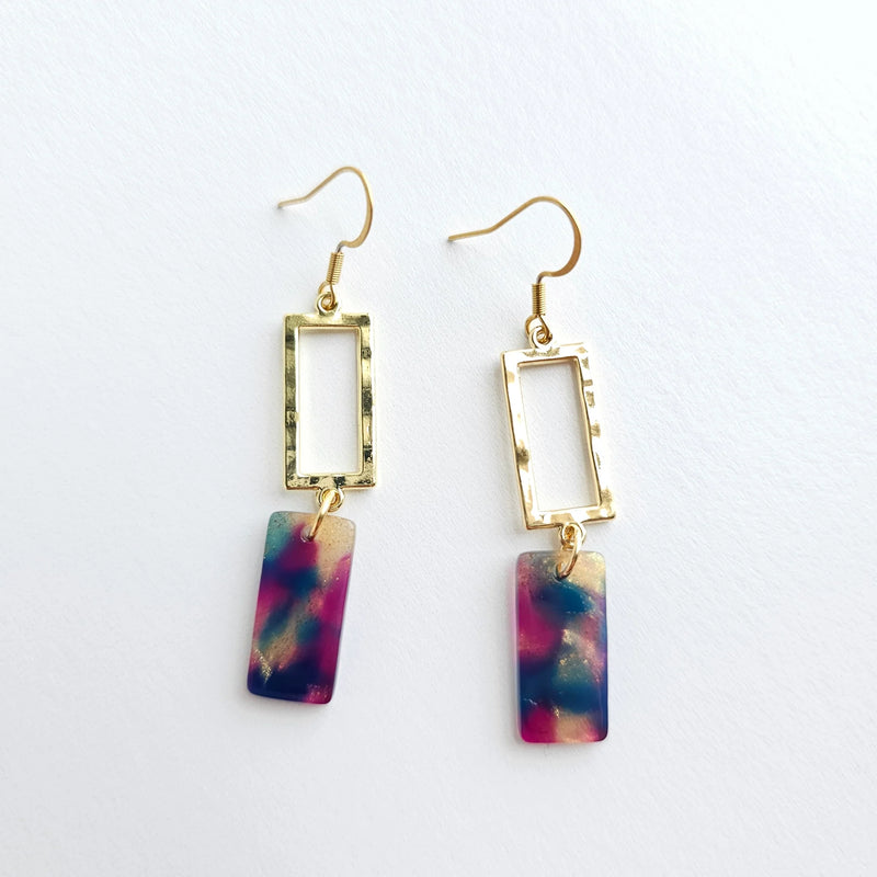 Raya Earrings in Golden Navy Maroon