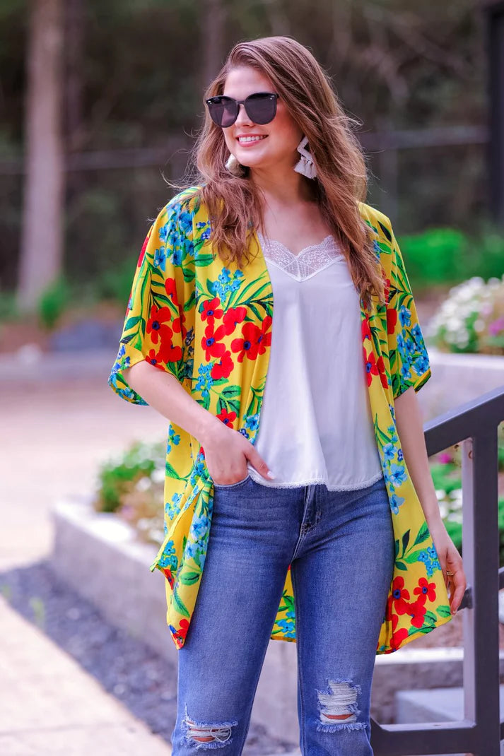 Walking on Sunshine Floral Kimono