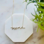 Cursive Mama Necklace in Gold
