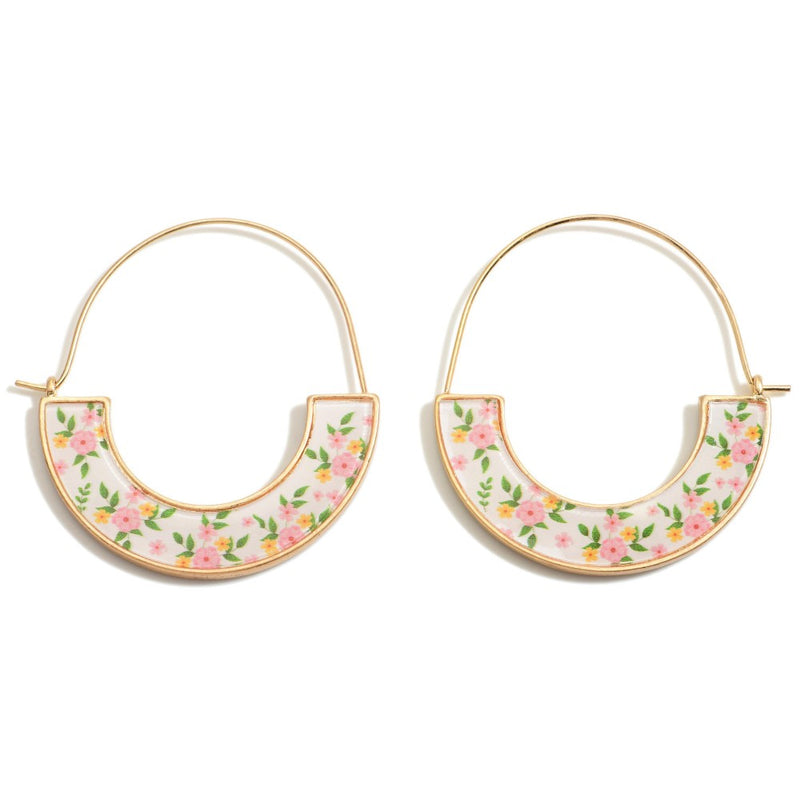 Floral Printed Hoop Earrings