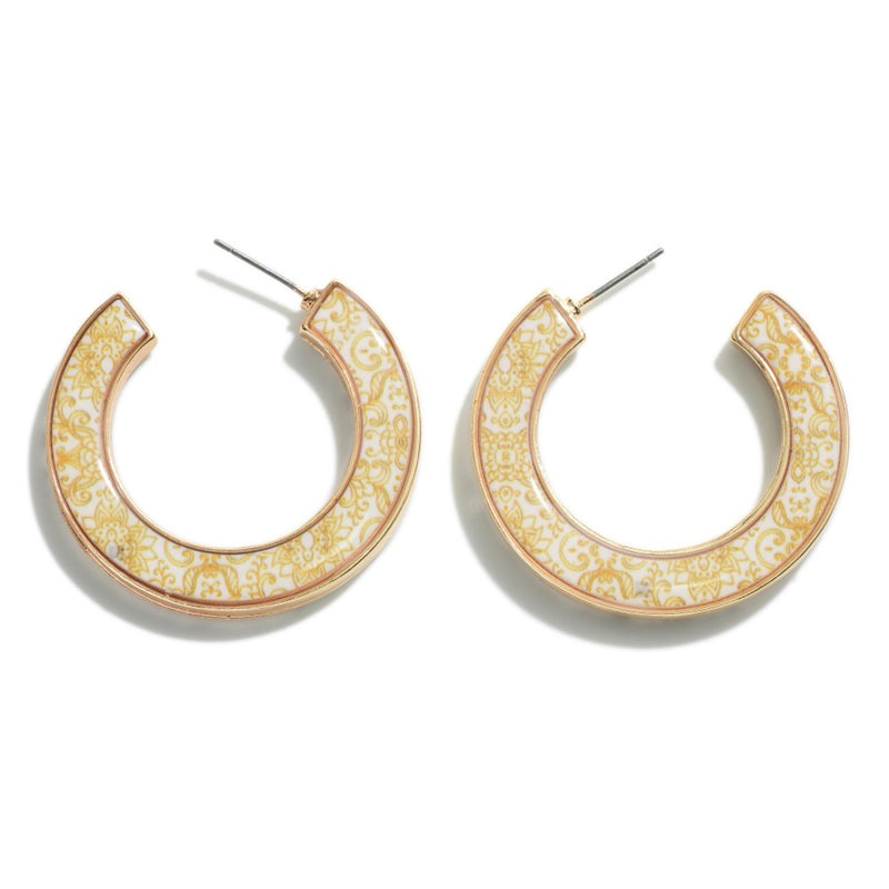 Natural Moroccan Print Hoop Earrings