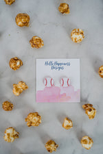 Red & White Baseball Acrylic Studs