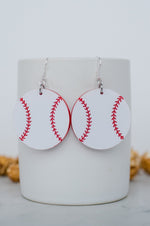Red & White Baseball Acrylic Dangles