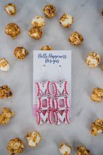 Red & White Baseball Mom Letter Dangles