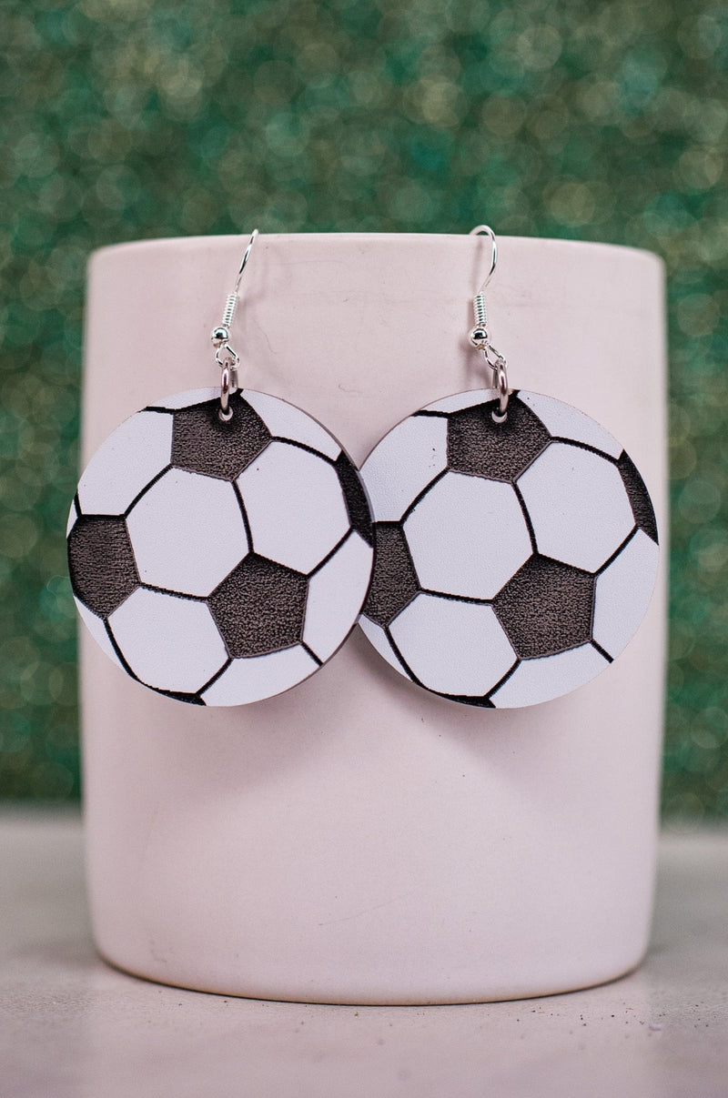 Black & White Soccer Acrylic Dangles